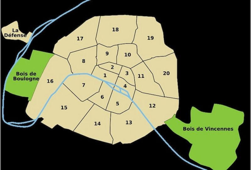 Map of paris arrondissements