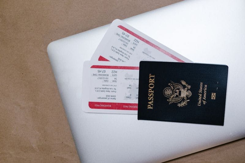 United states passport with plane tickets